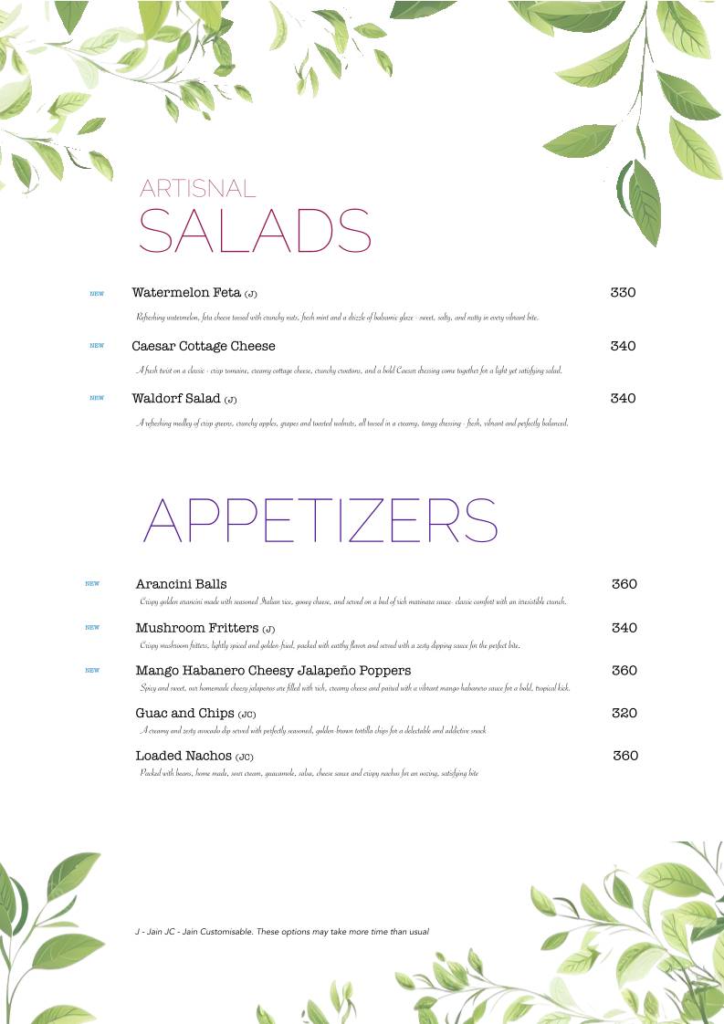Cafe from the tree, Baner menu