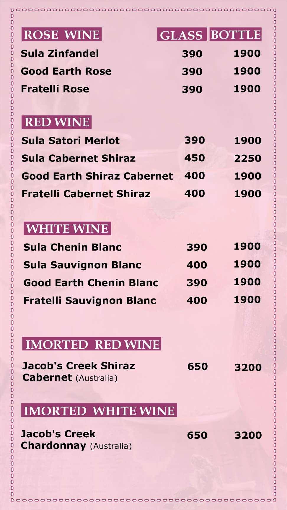 Hiranandani Knotty Yard Best Lounge in powai menu