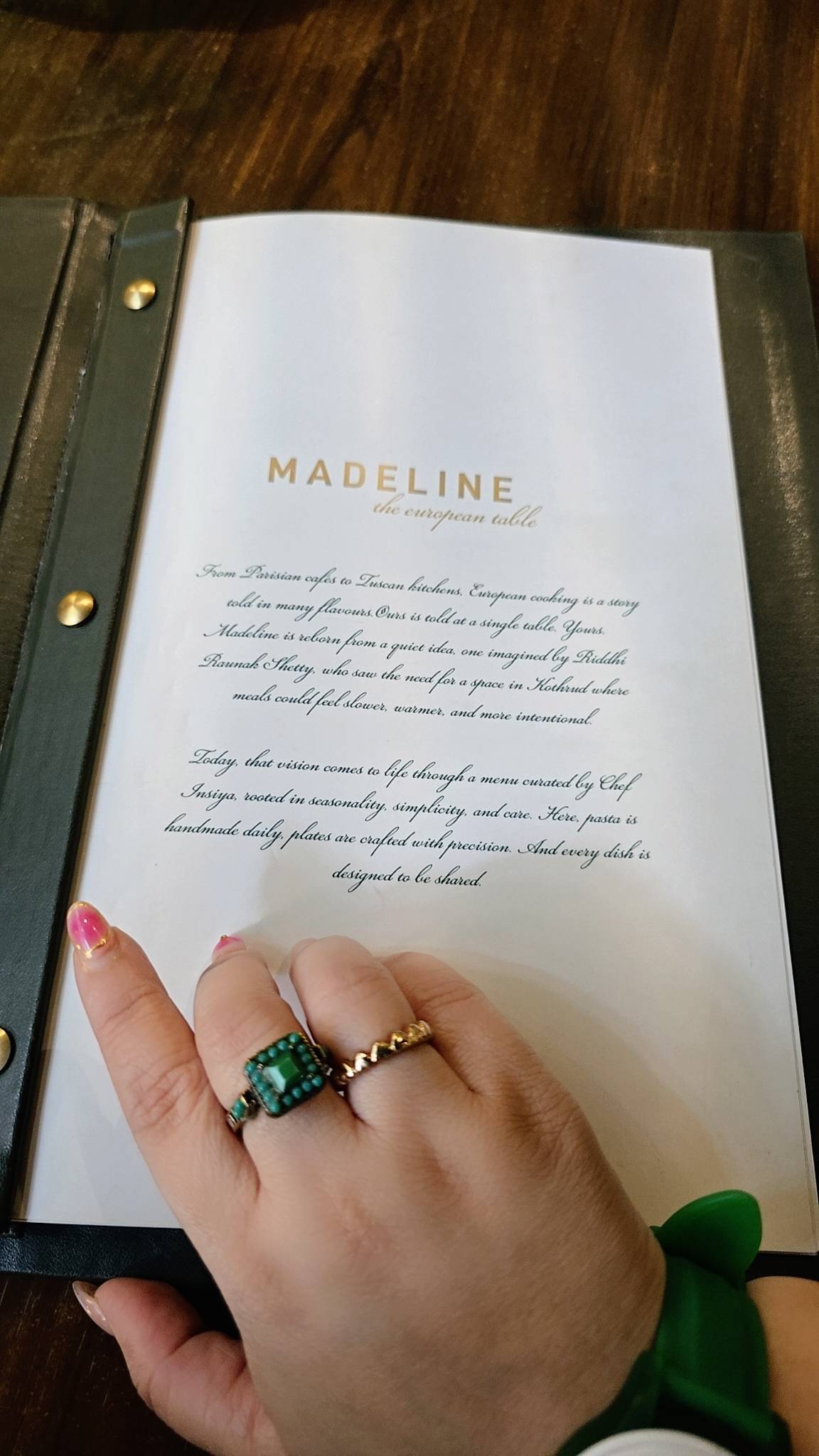 Madéline India menu