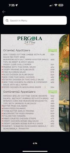 Pergola De Pines menu