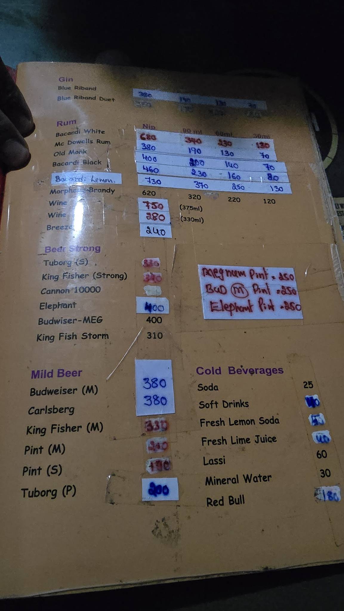 Sapna Bar and Restaurant menu