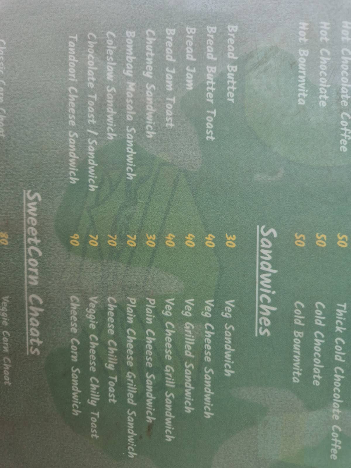 The Classroom Cafe menu