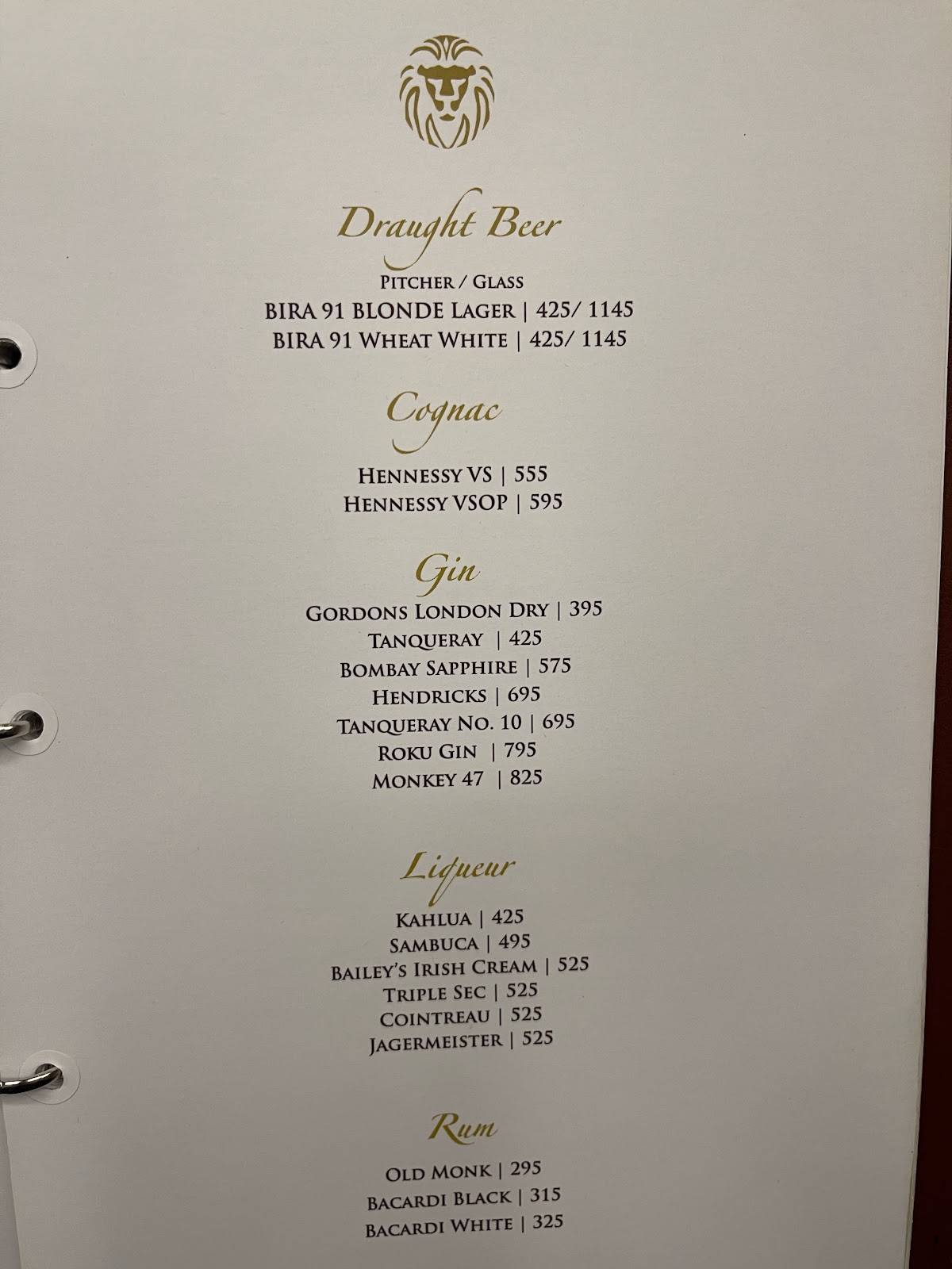 Punjab Grill WorldMark Gurgaon menu