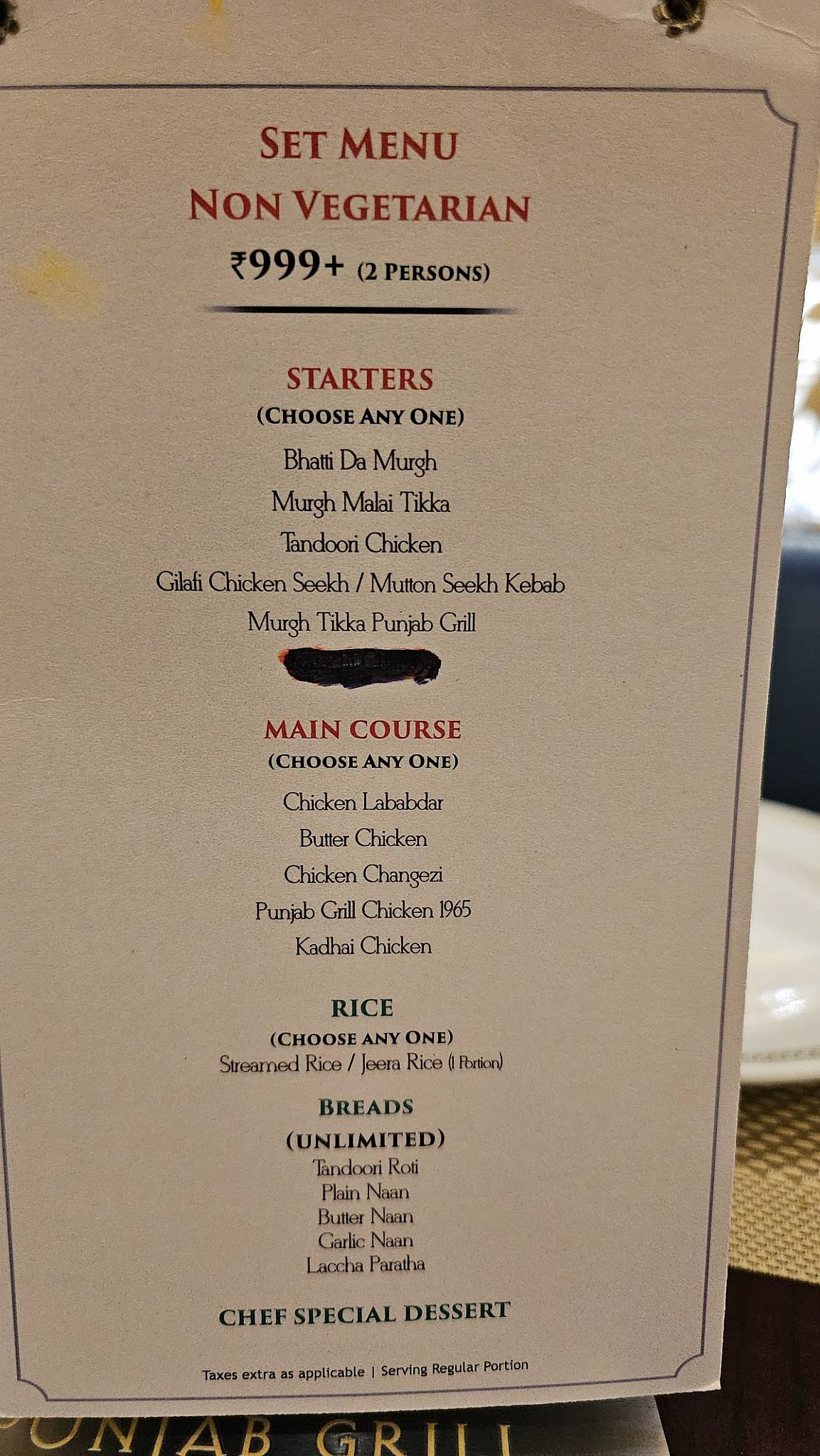 Punjab Grill Shipra Mall menu