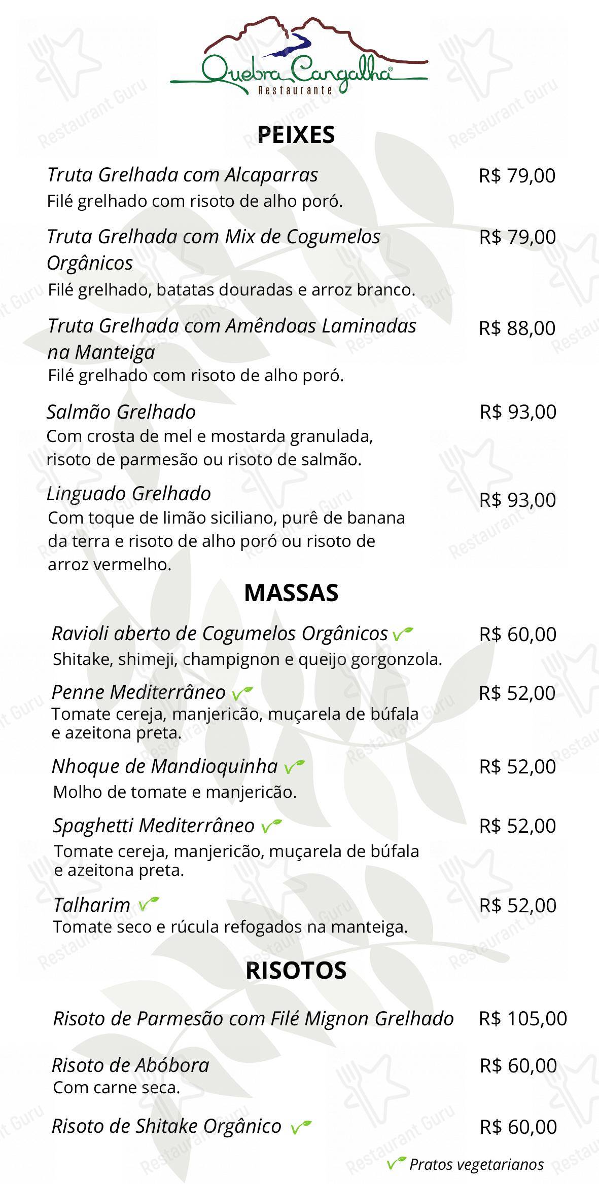 Menu bar para Quebra Cangalha em Cunha