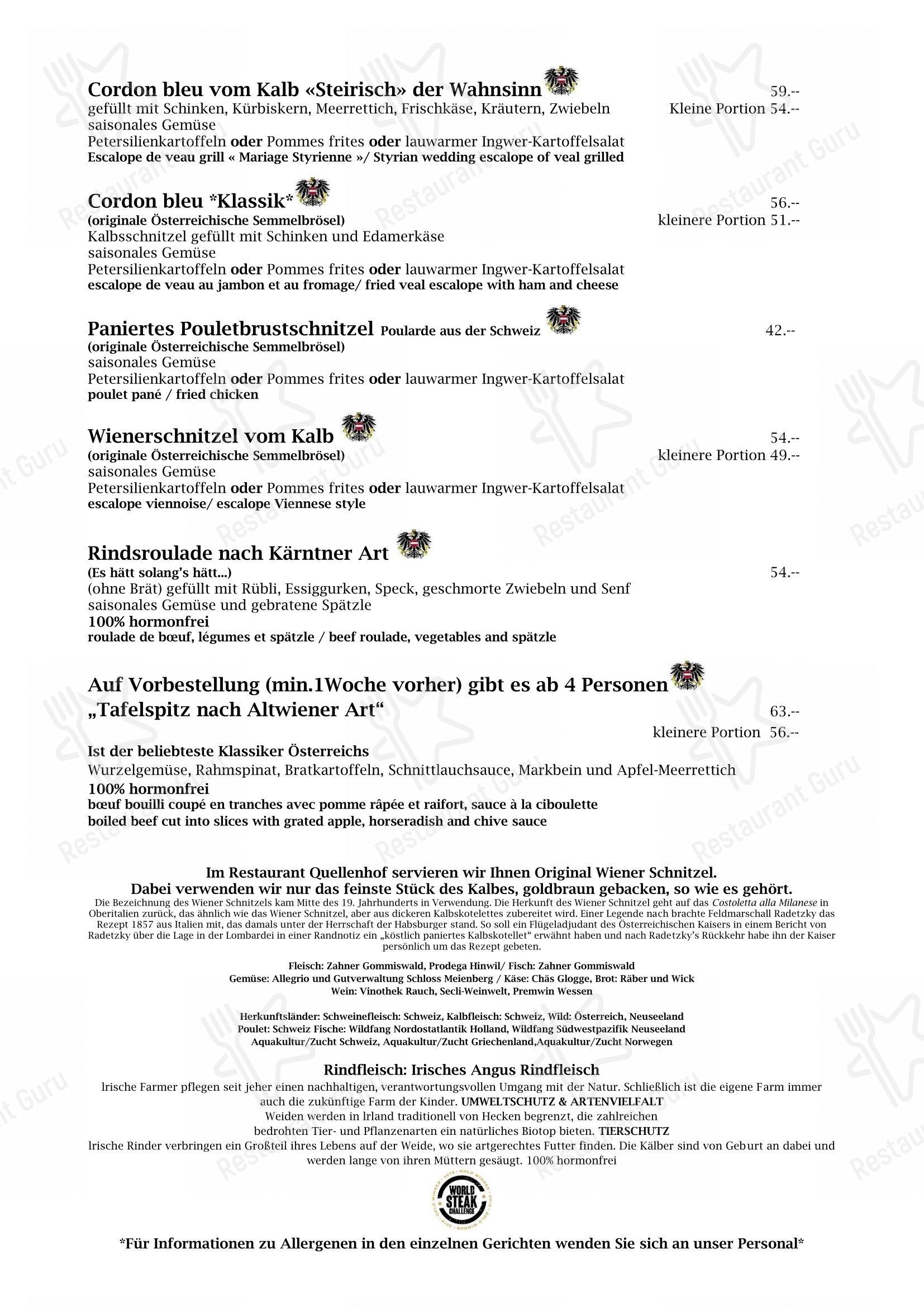 Quellenhof in Rapperswil-Jona - Menu bar