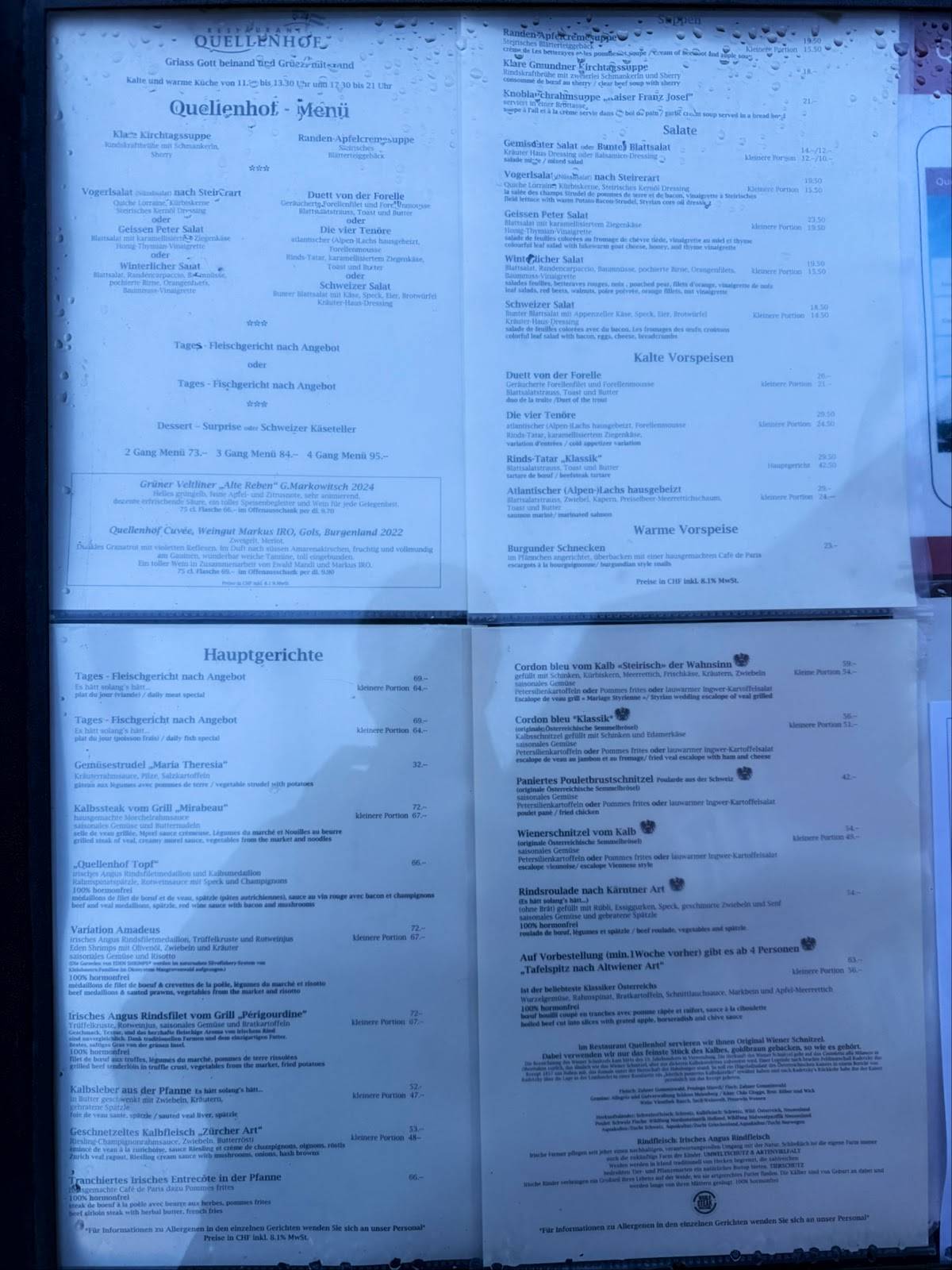 Menu di Quellenhof 