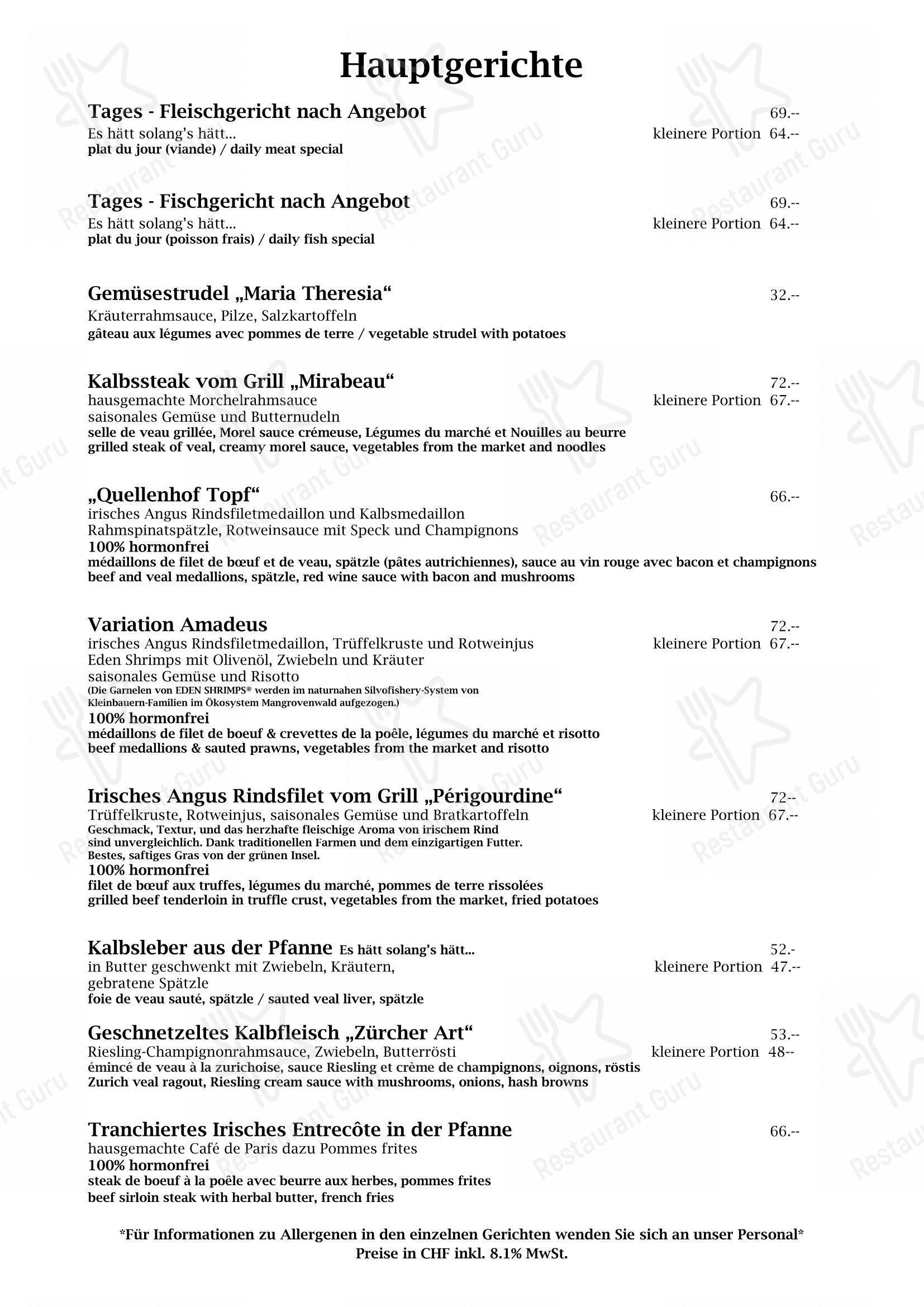 Menu bar per Quellenhof ristorante