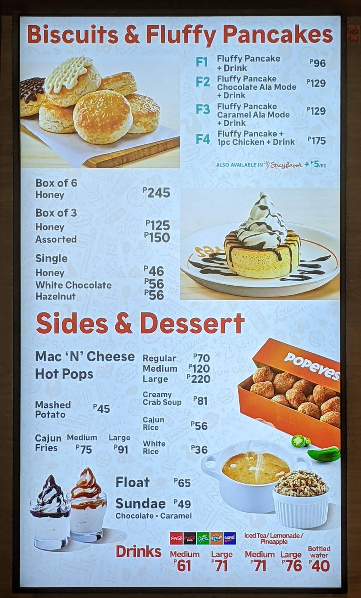 Menu at Popeyes - New Frontier Theater restaurant, Quezon City