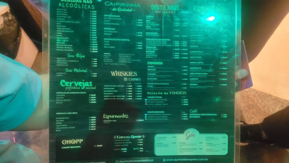 Quintal do Espeto Alto da Lapa cardápio