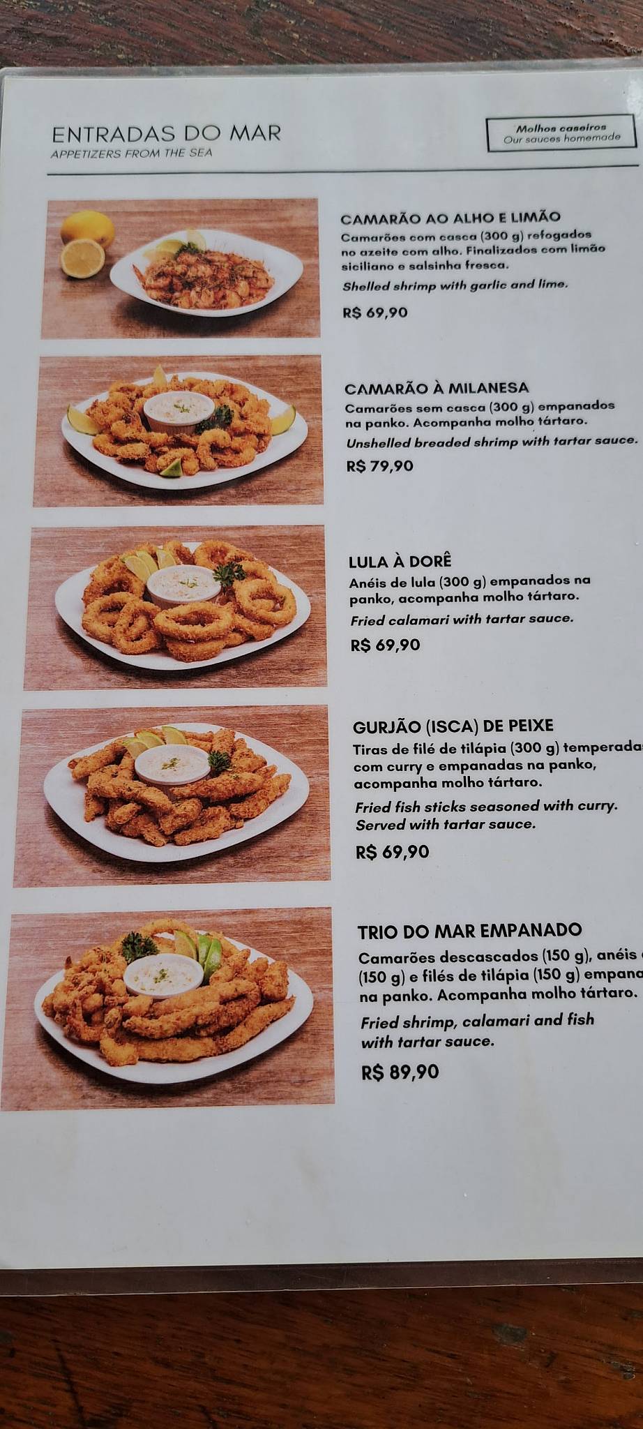 Quiosque Cabanna cardápio