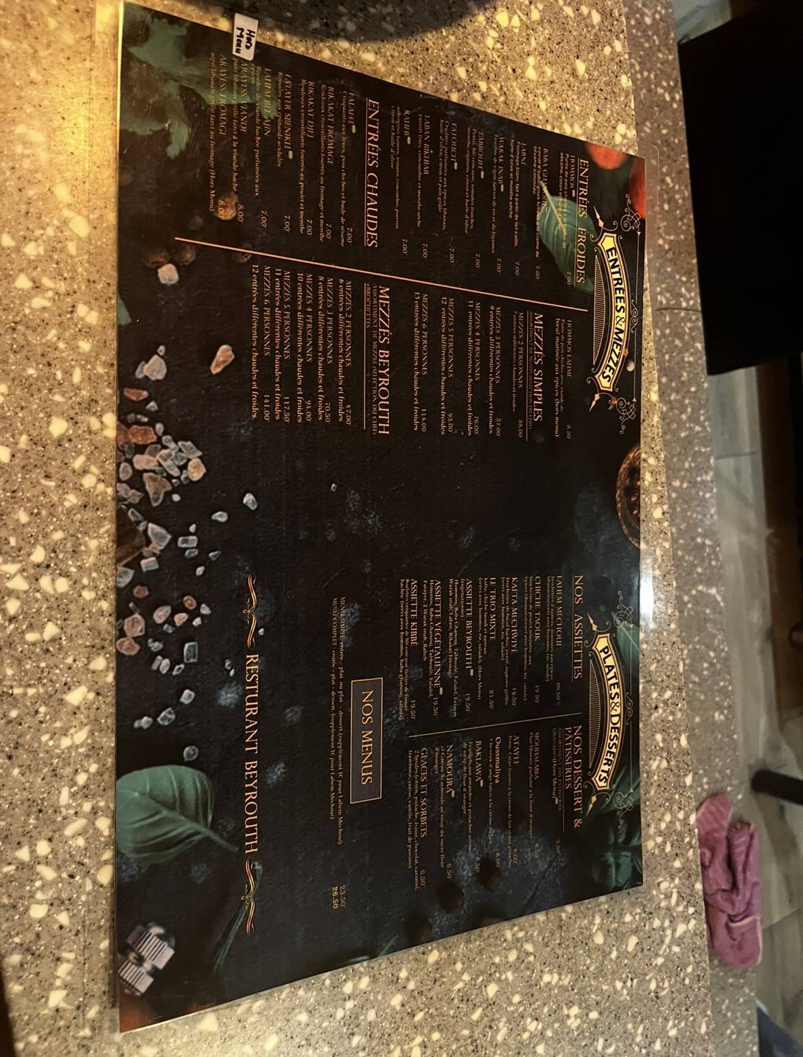 Menu de RESTAURANT BEYROUTH