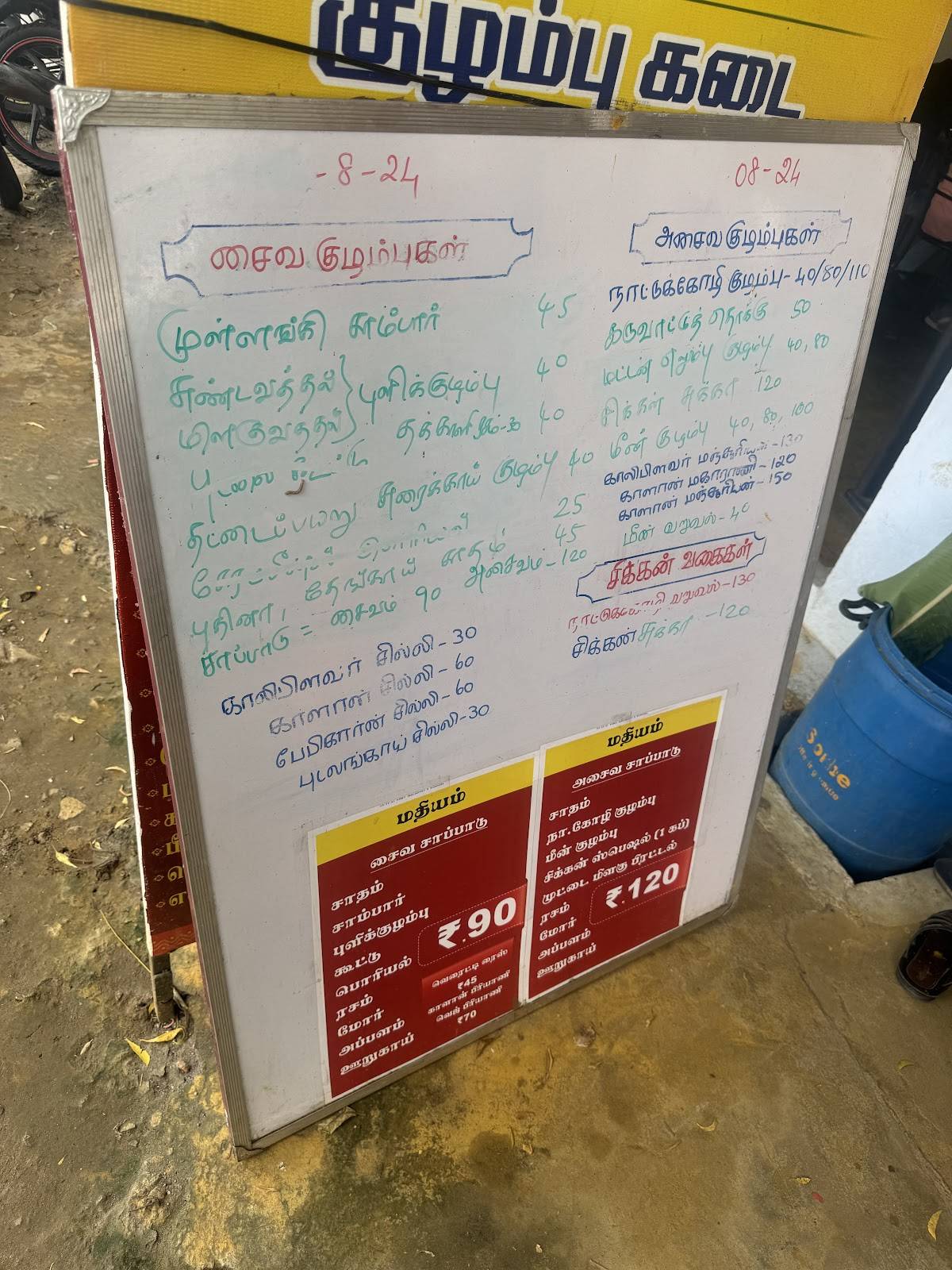 Raasaathi Unavukkudil menu