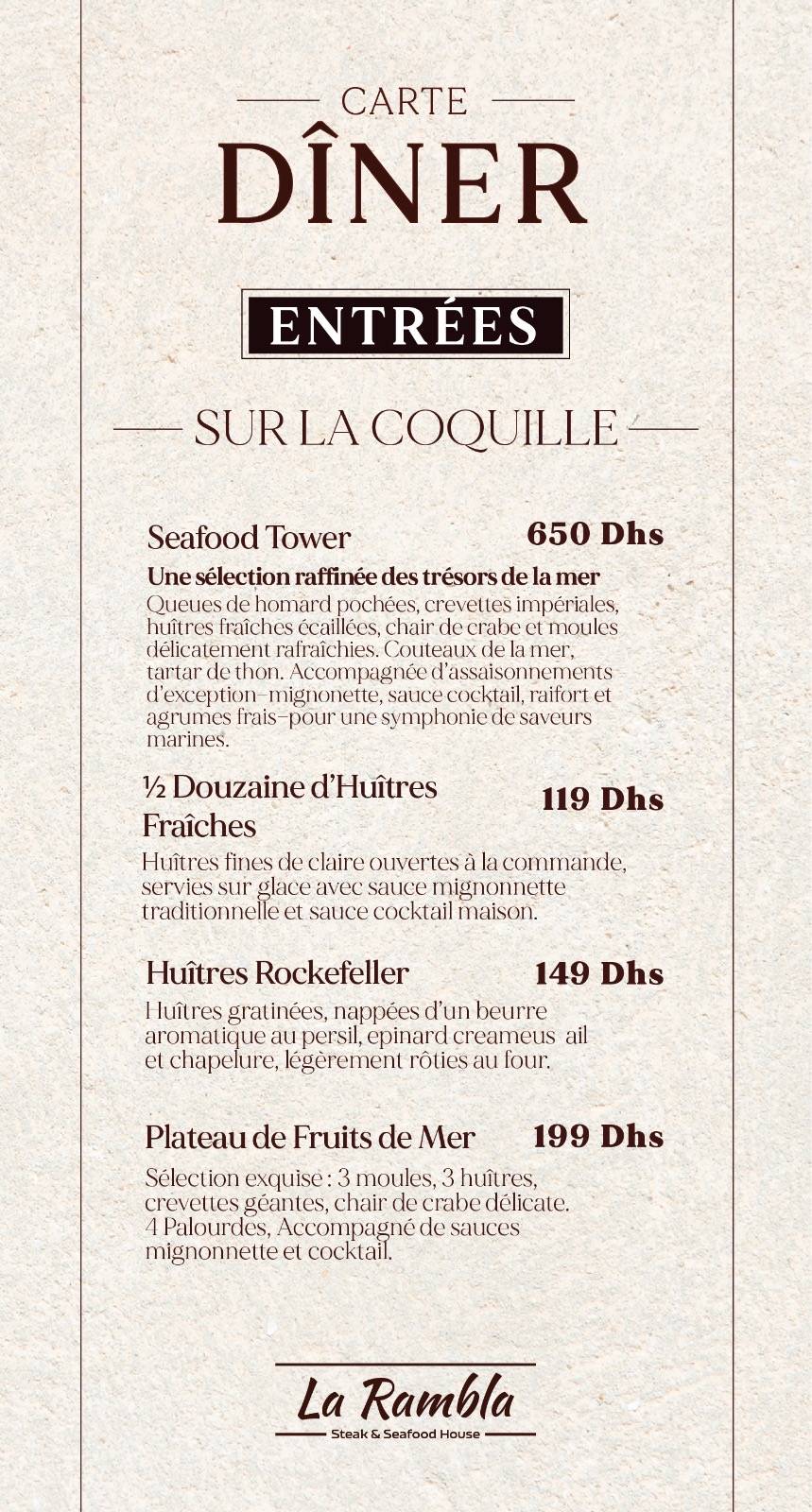 Menu de LA RAMBLA RABAT
