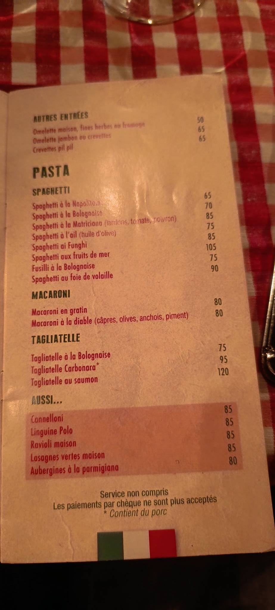 Menu de La Mamma’s Pizza