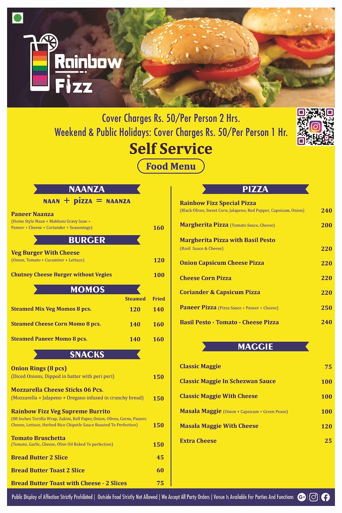 Rainbow Fizz Cafe menu