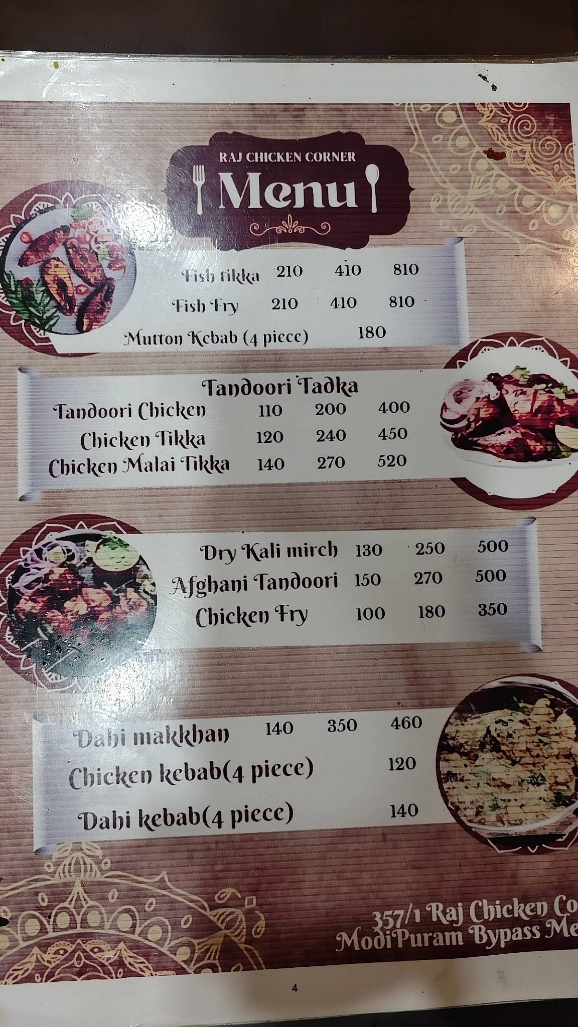 Raja Chicken Corner menu