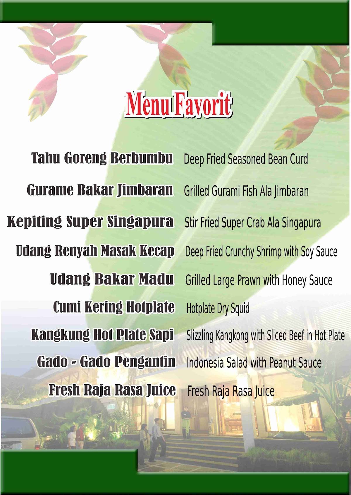 Menu at Raja Rasa restaurant, Citeureup, Jl. Setraria No.1