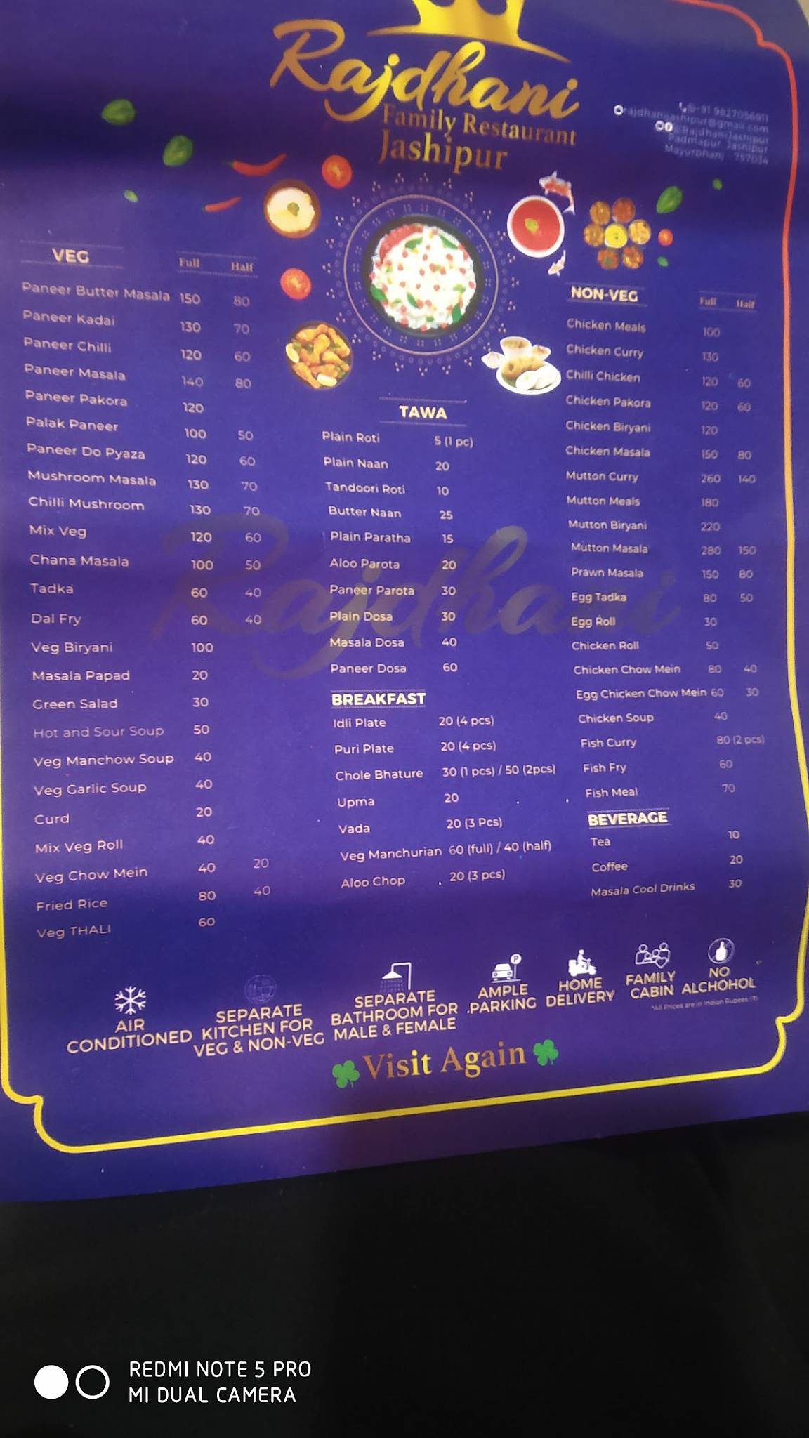 Rajdhani Family Restaurant menu