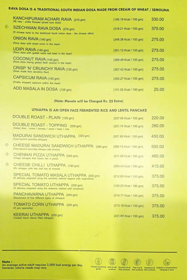 Sankalp Restaurant menu