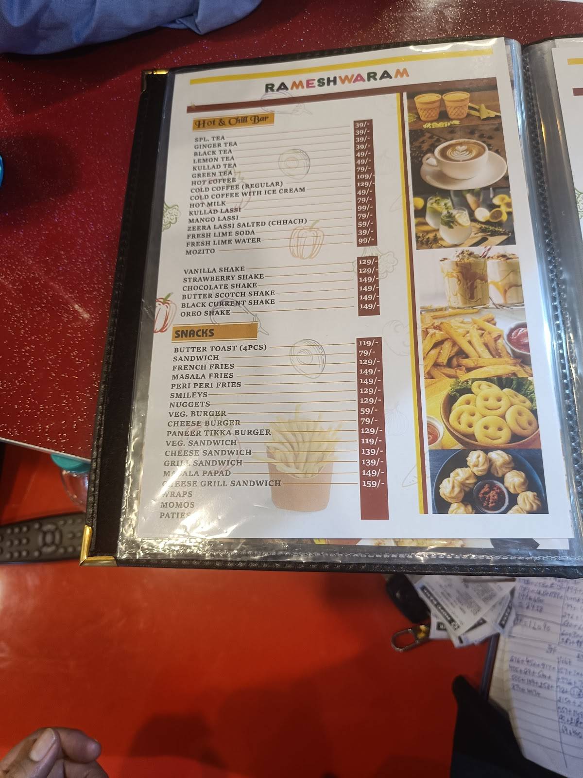 Rameshwaram Daana Paani menu