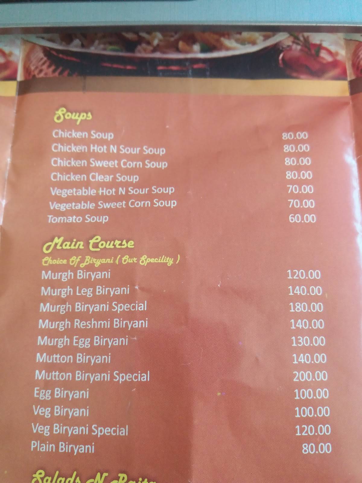 Biryani Mahal menu