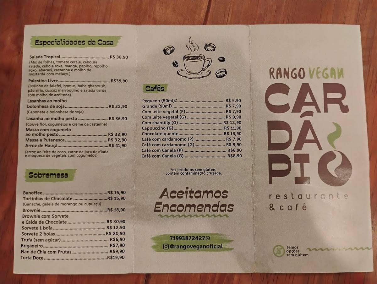 Rango Vegan cardápio