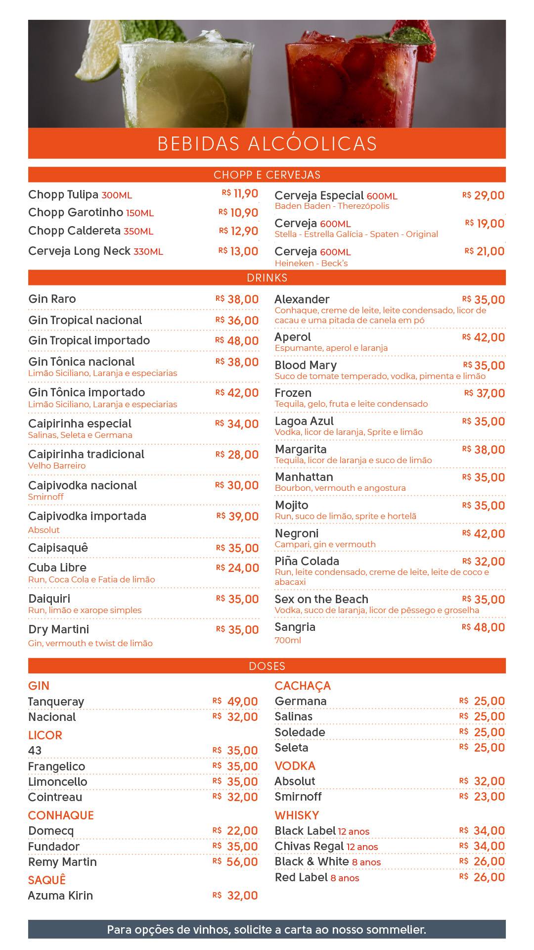 Raro Bar & Grill cardápio