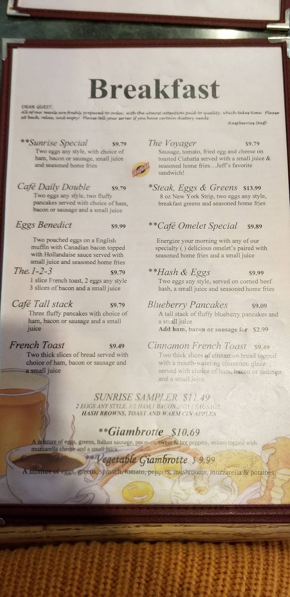 Menu at Raspberries Cafe, New Hartford, Commercial Dr