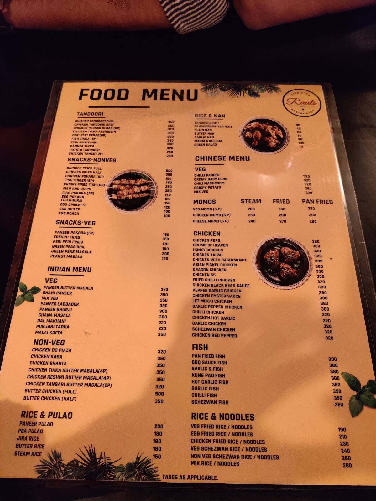 Raul's Restaurant menu