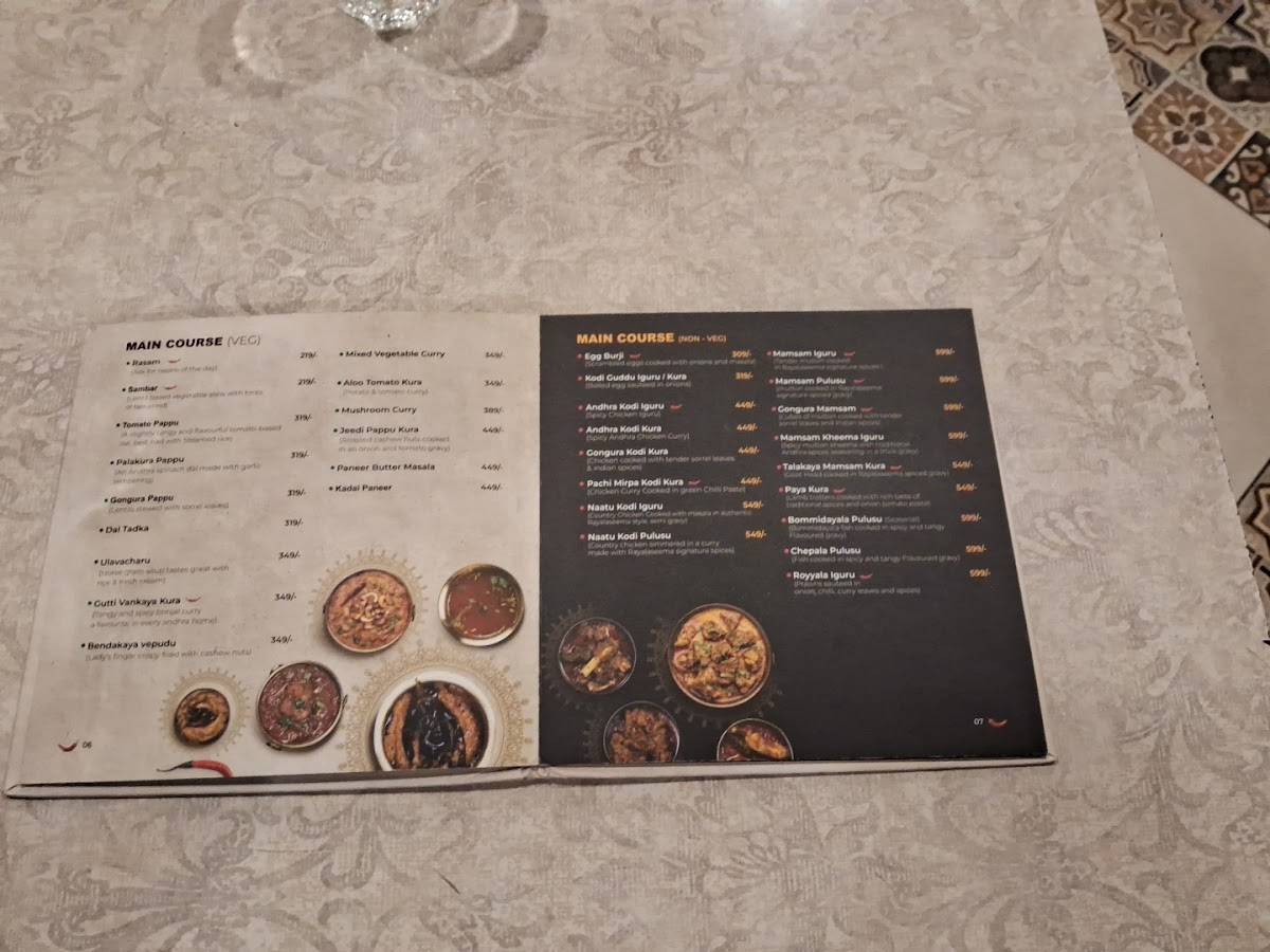 Rayalaseema Ruchulu menu