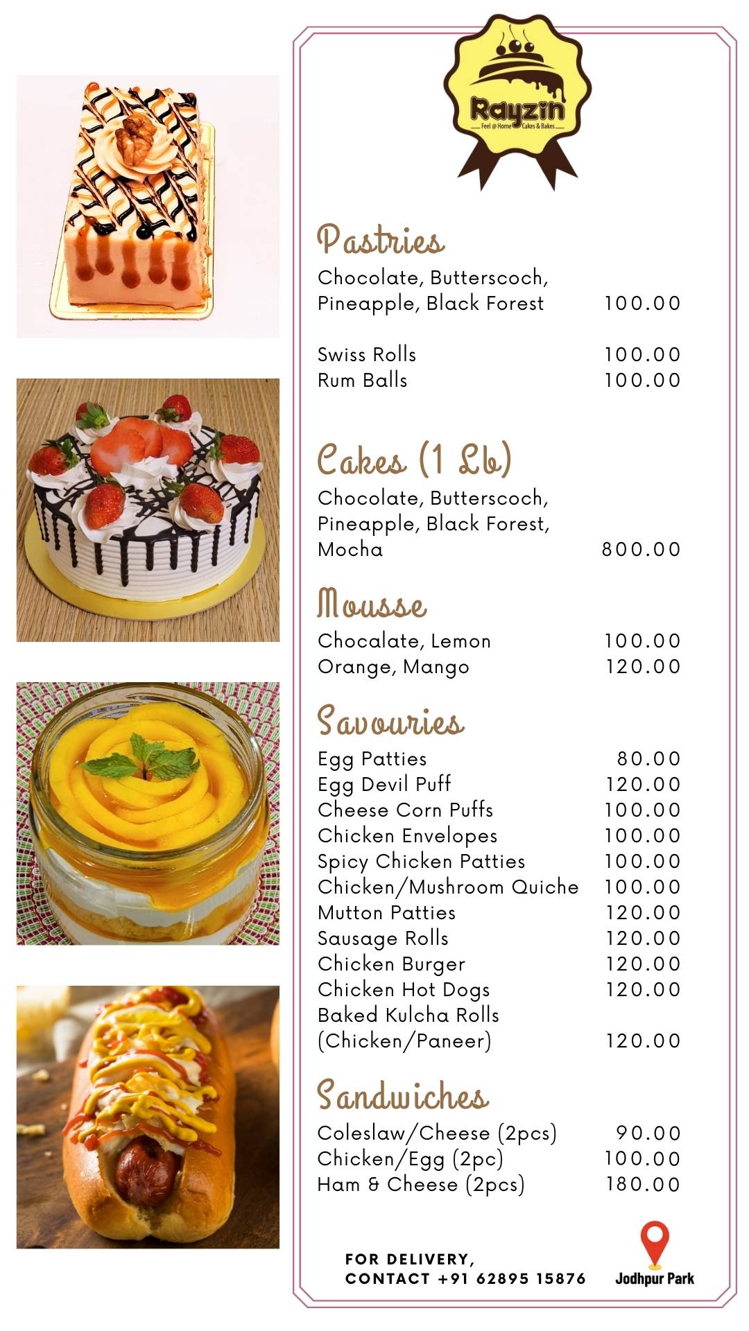 Rayzin menu