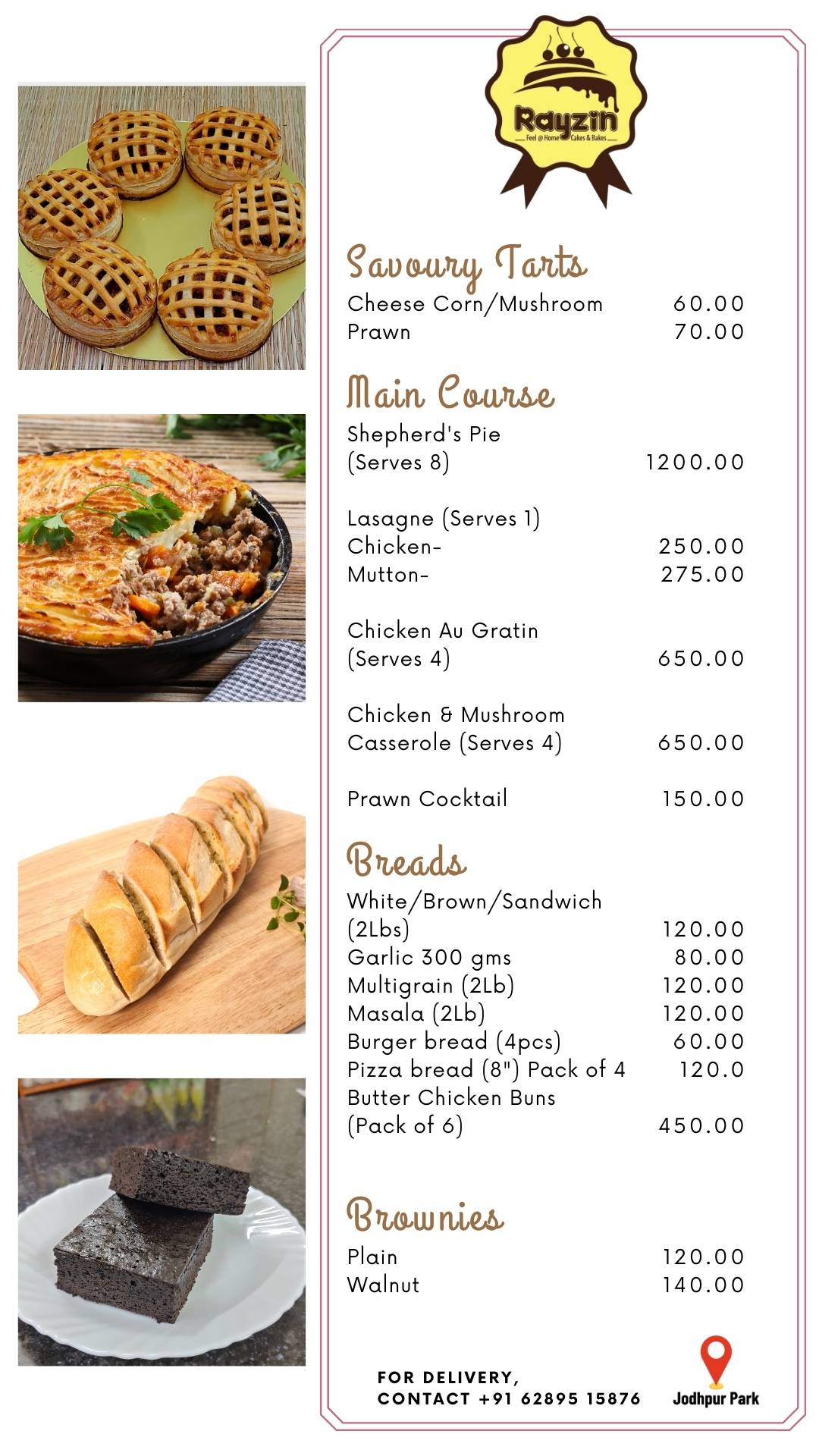 Rayzin menu