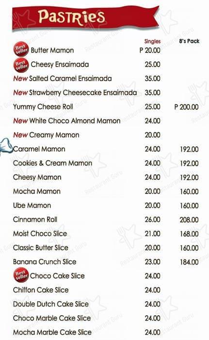 Menu at Red Ribbon, Cebu City, Second Floor