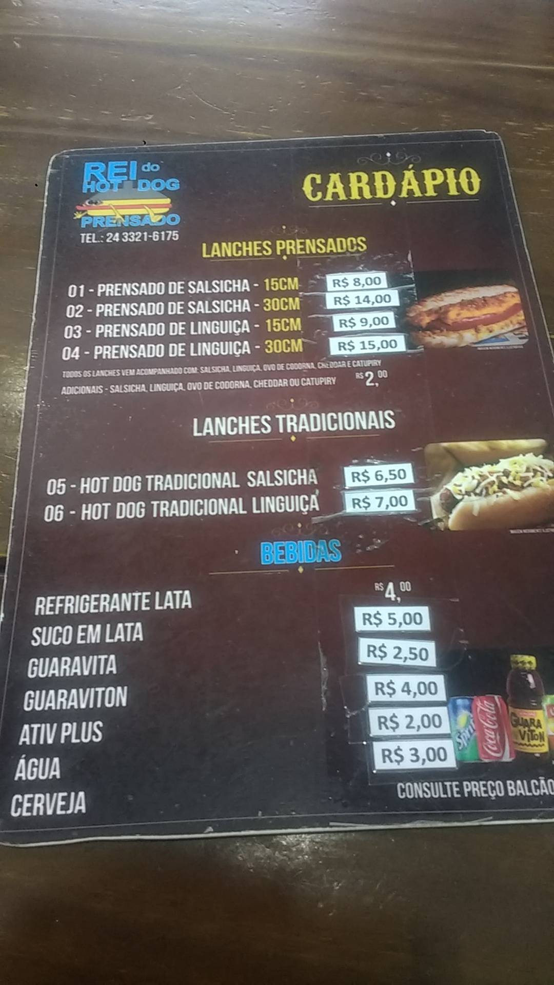Rei Do Hot Dog Prensado cardápio