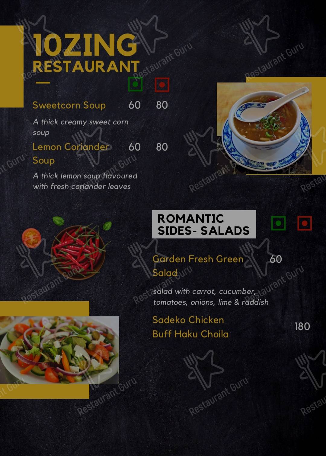 10ZIN Restaurant & Bar menu - meals and drinks
