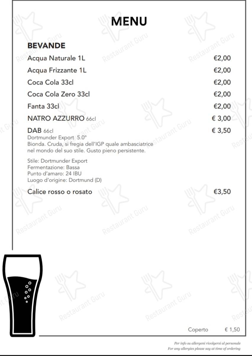 Menu per Braceria 140 gradi ristorante