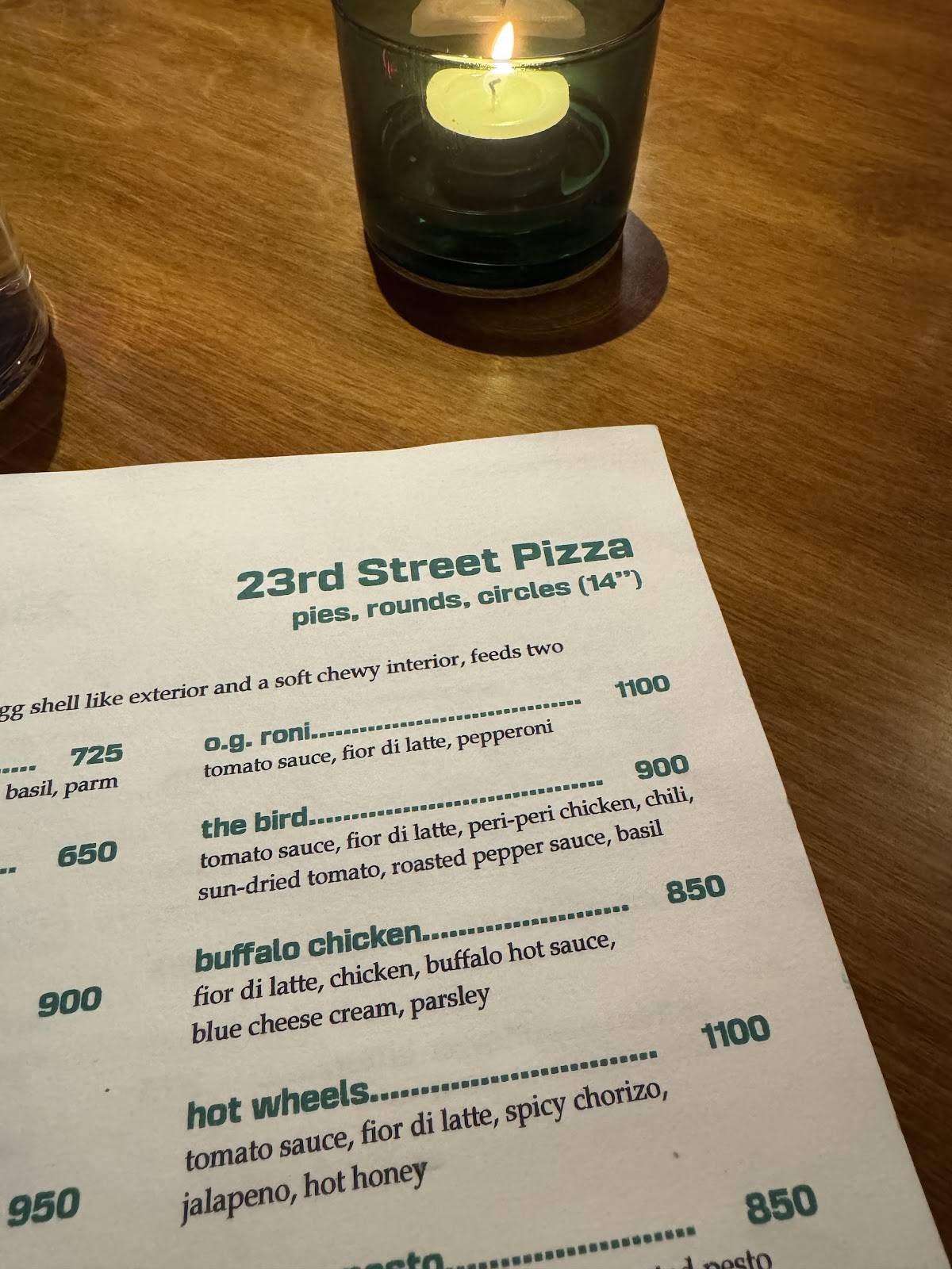 23rd Street Pizza menu