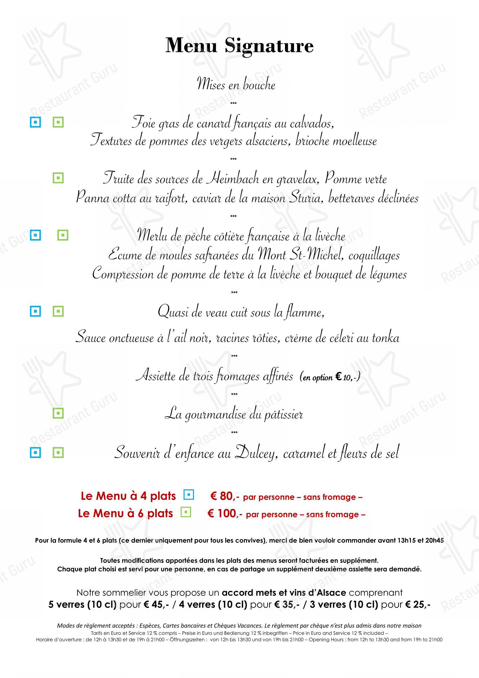 A l'Échevin dans Colmar - Основное меню