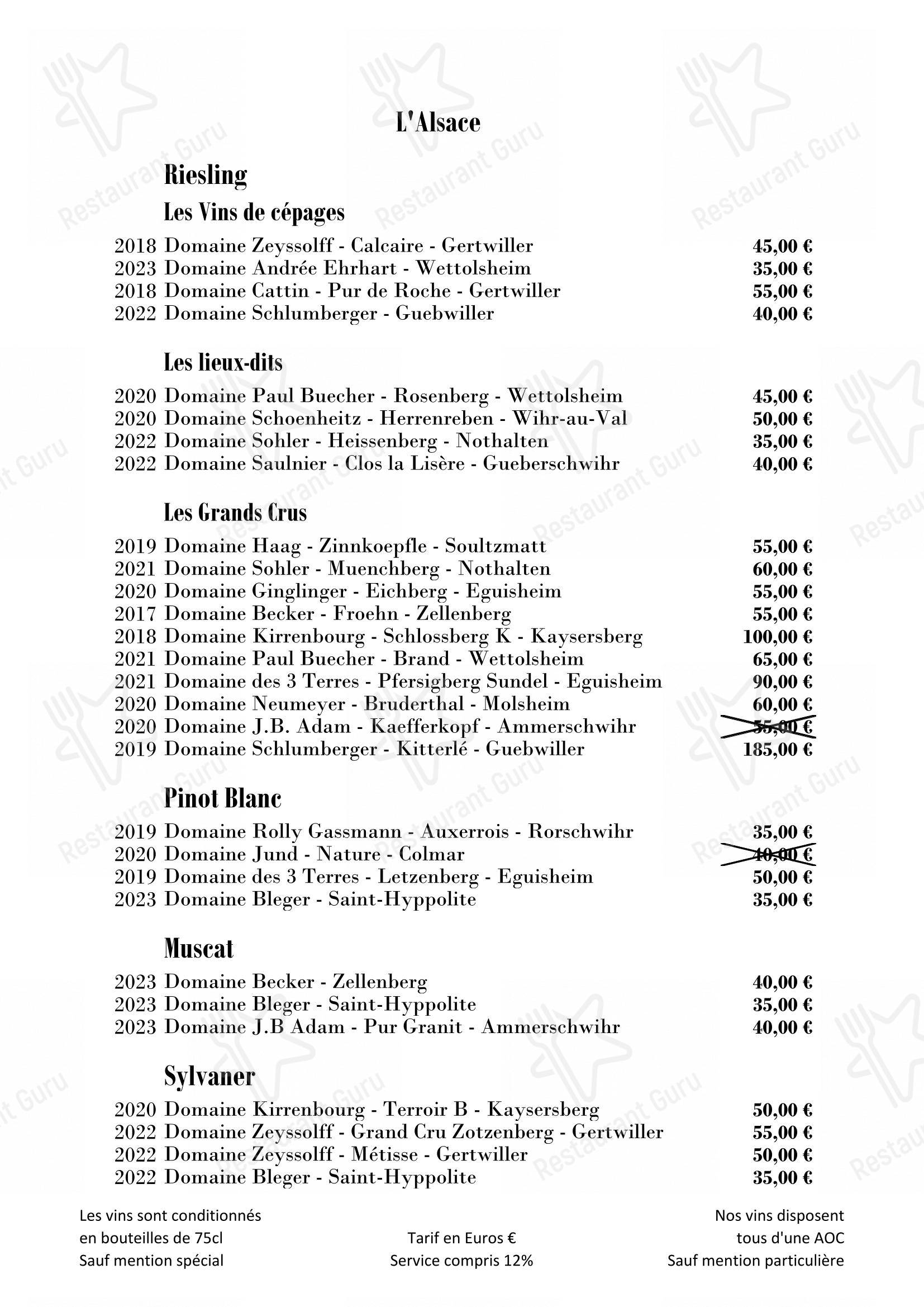 Крафт меню pour A l'Échevin restaurant