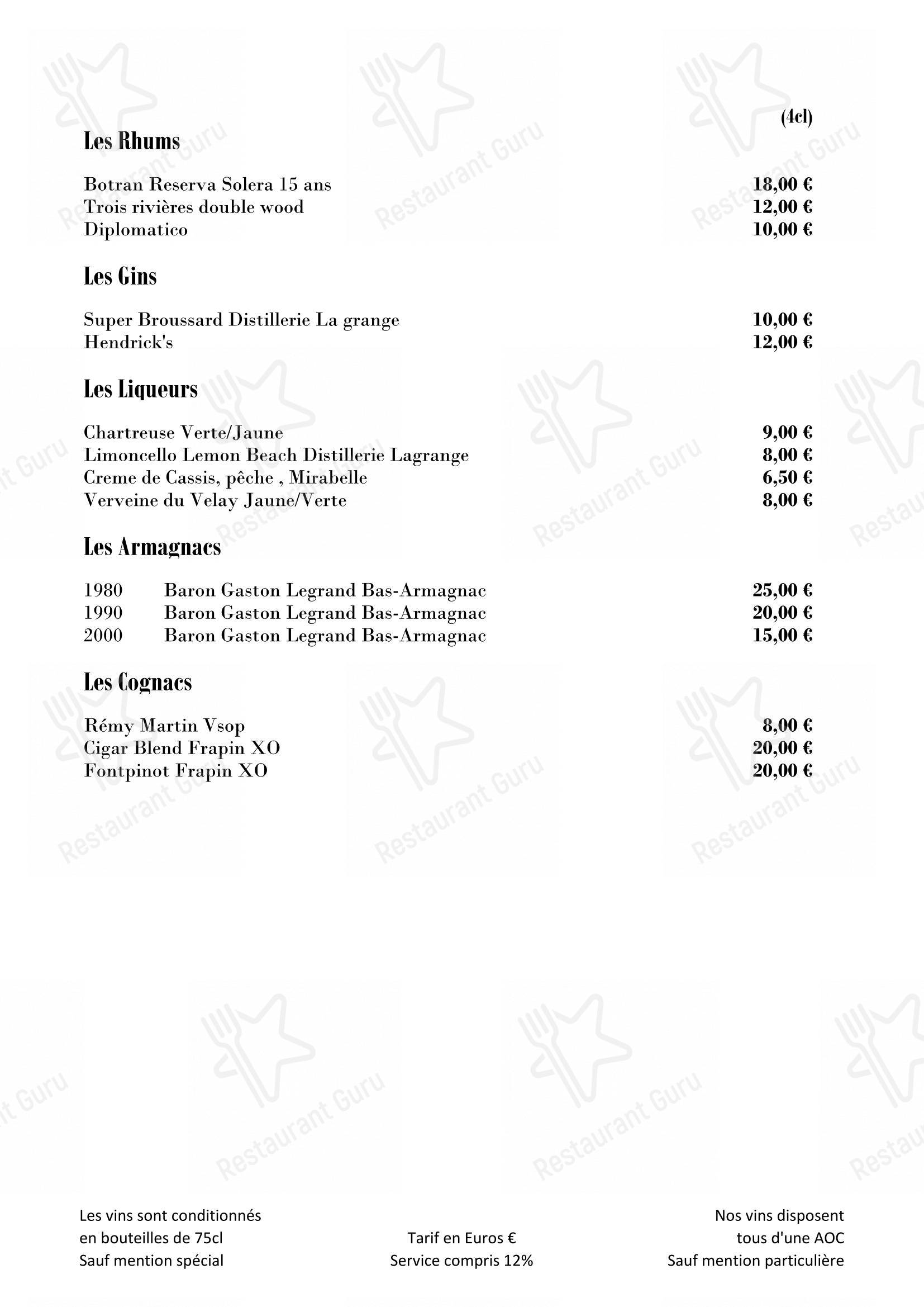 Menu pour A l'Échevin - Крафт меню