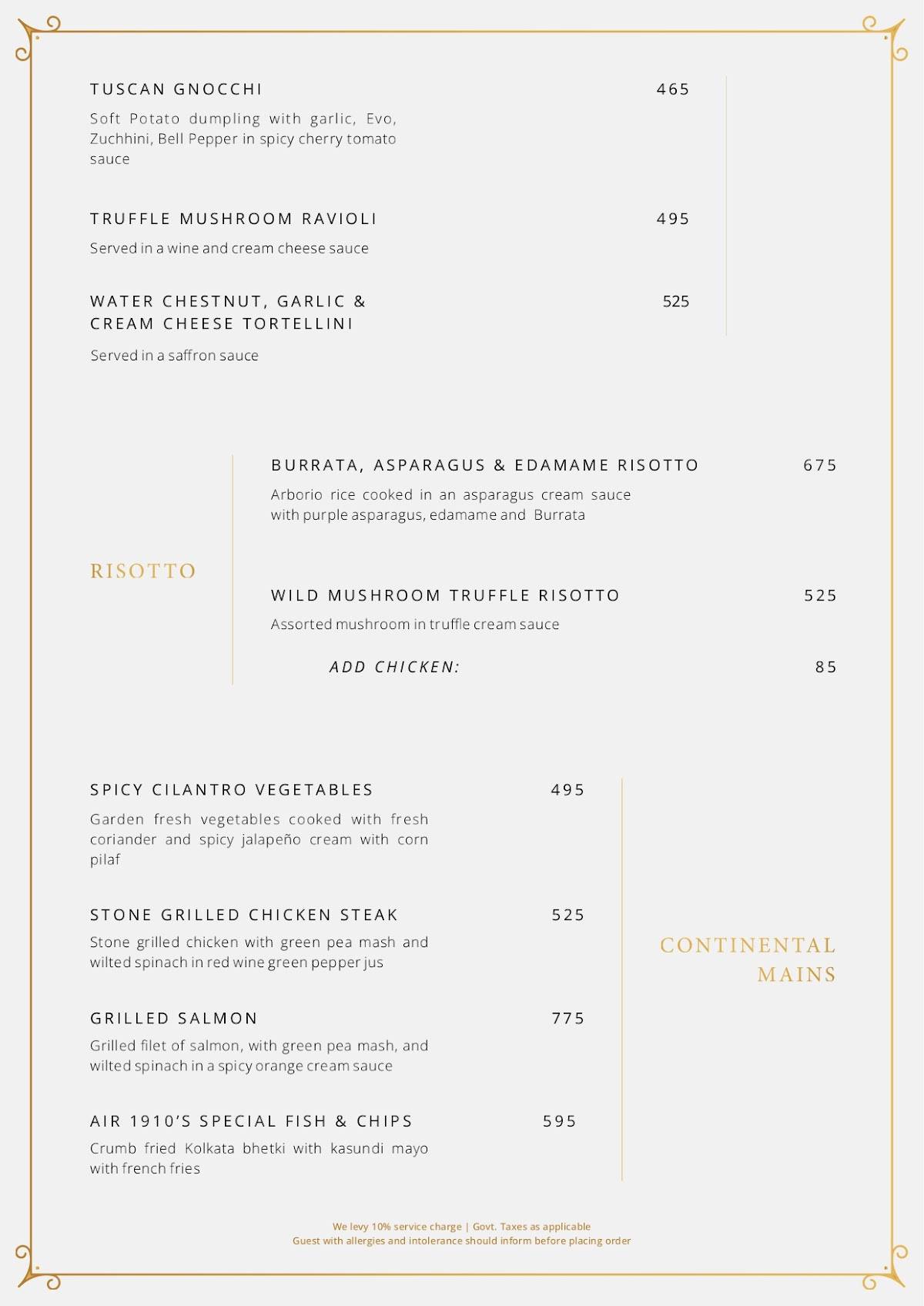 AIR 1910 menu