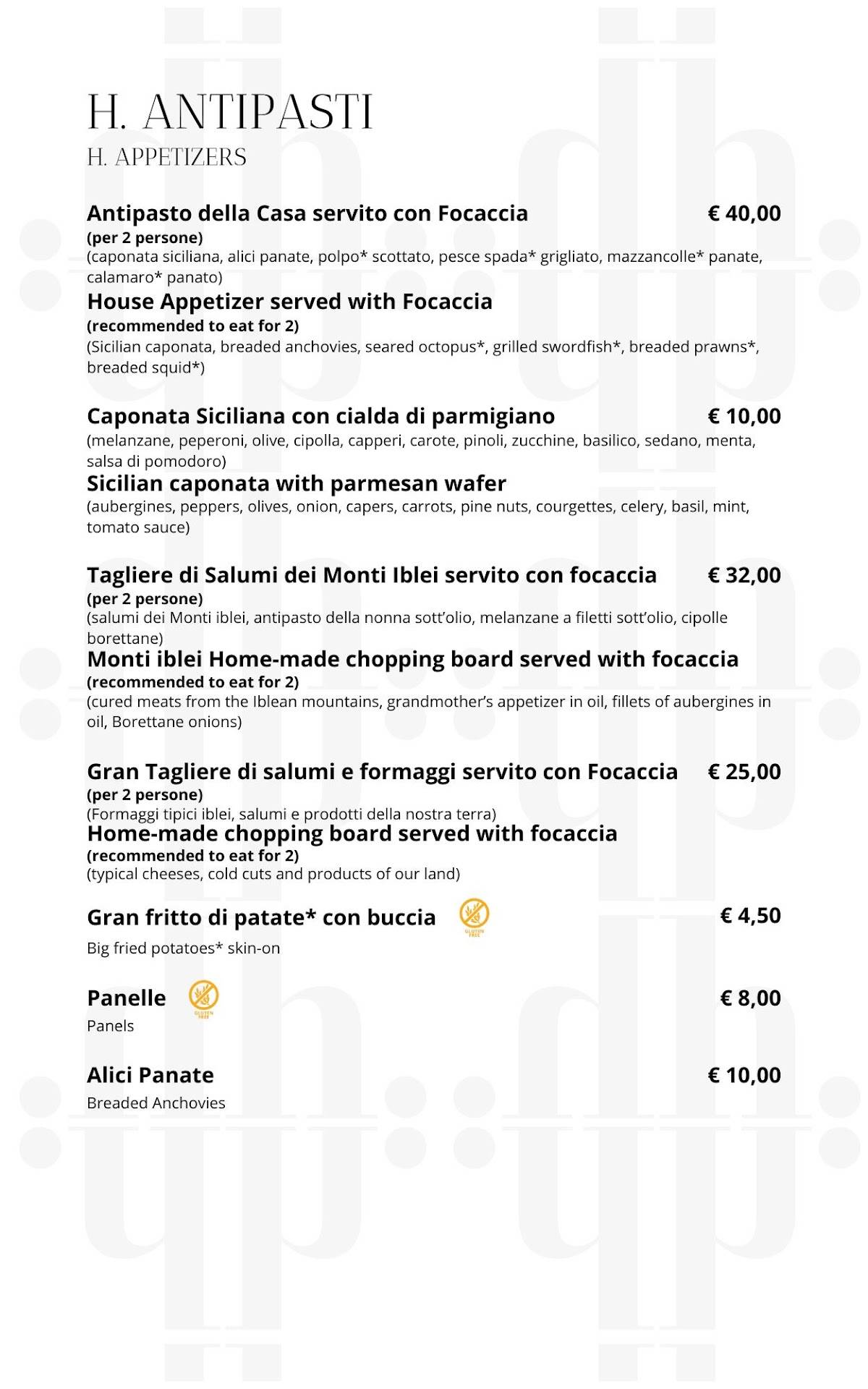 Menu di Acca Punto Bistrot 