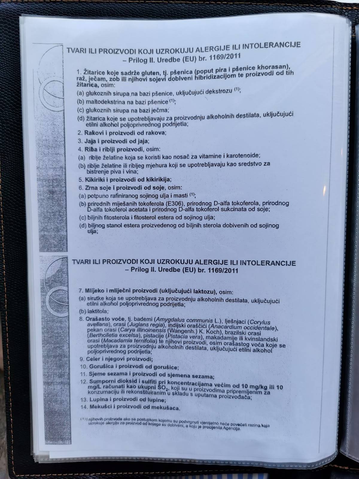 Menu di Restaurant Admiral 