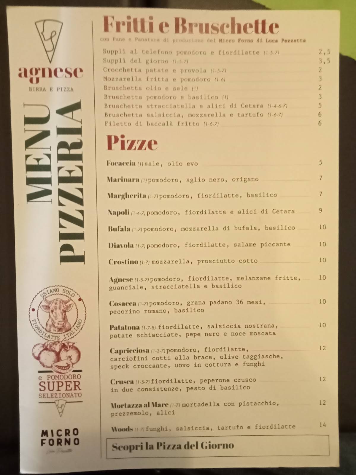 Menu di Agnese Birra e Pizza 