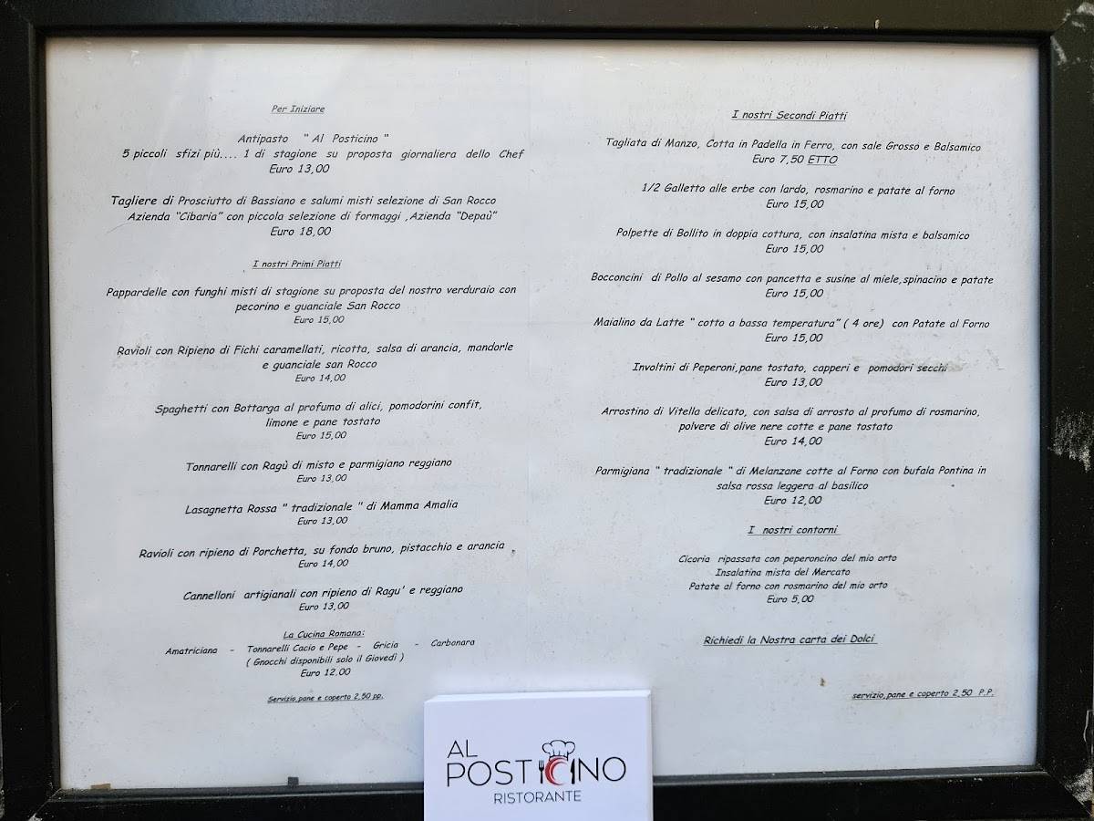Menu di Al Posticino trattoria 