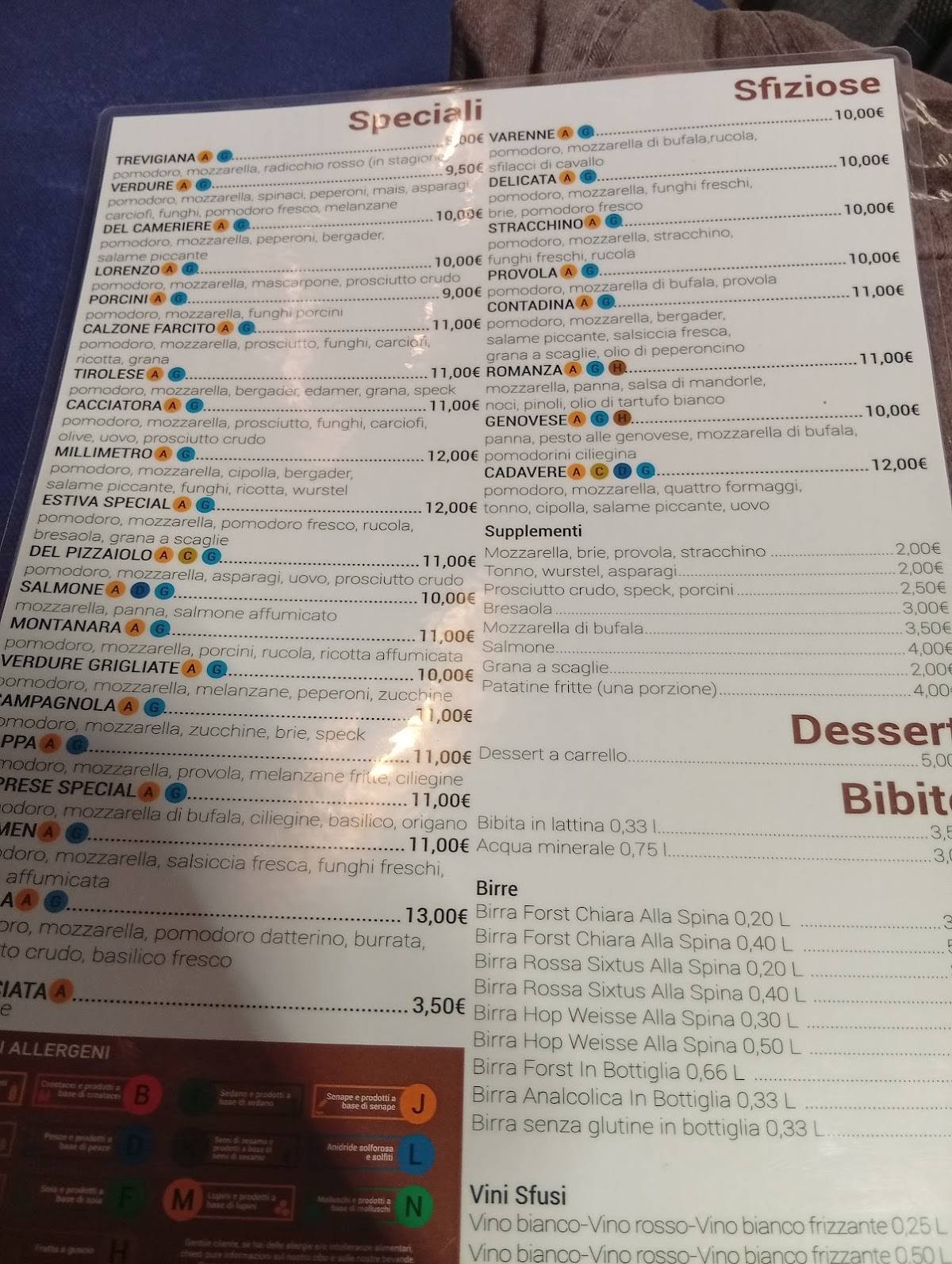Menu di Alla Tappa Pizzeria Trattoria 