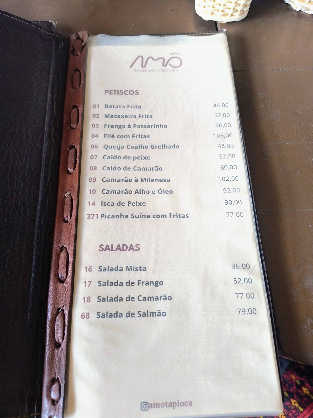 Amô Restaurante e Tapiocaria cardápio