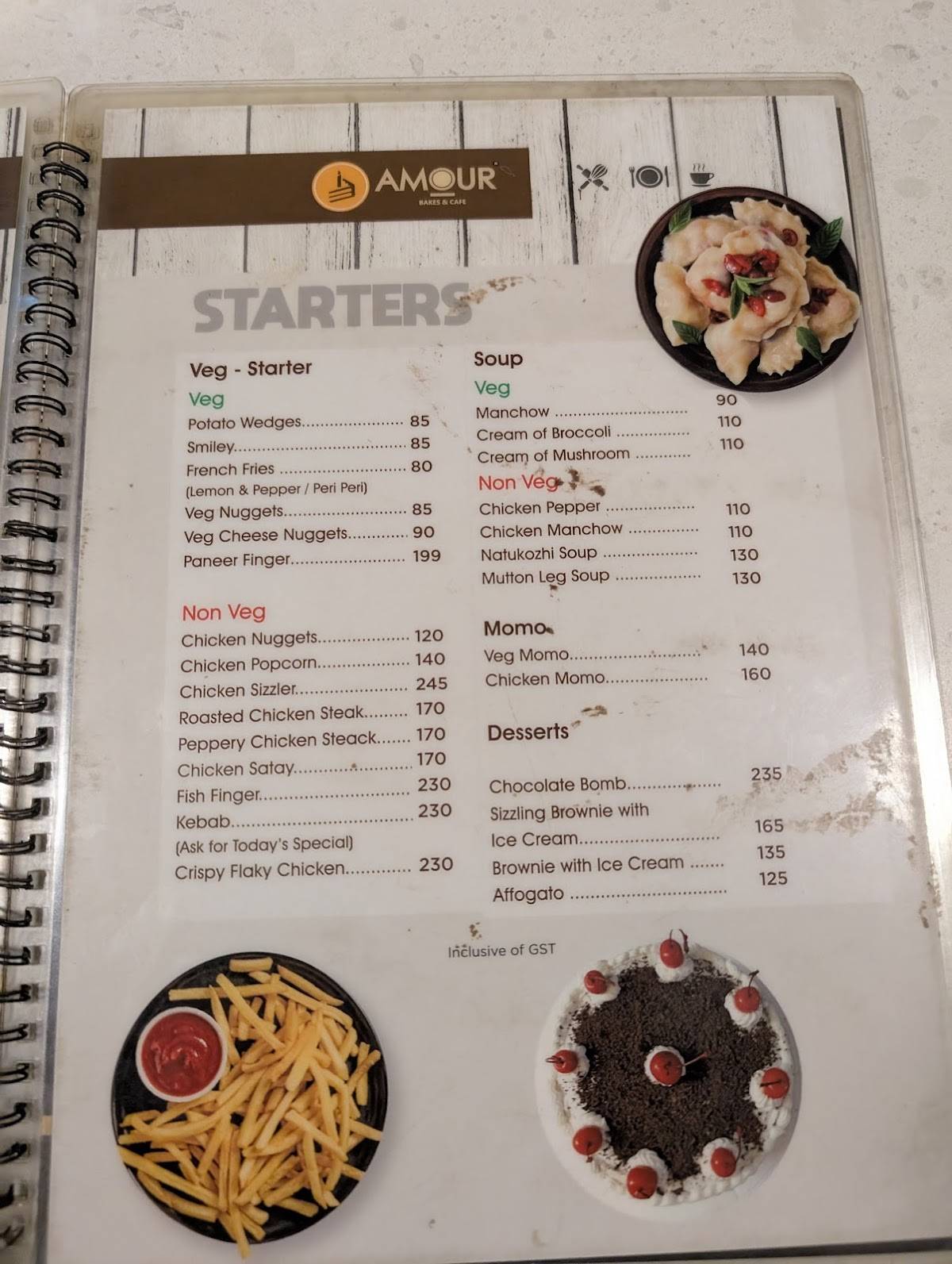 Amour Bakes & Cafe menu