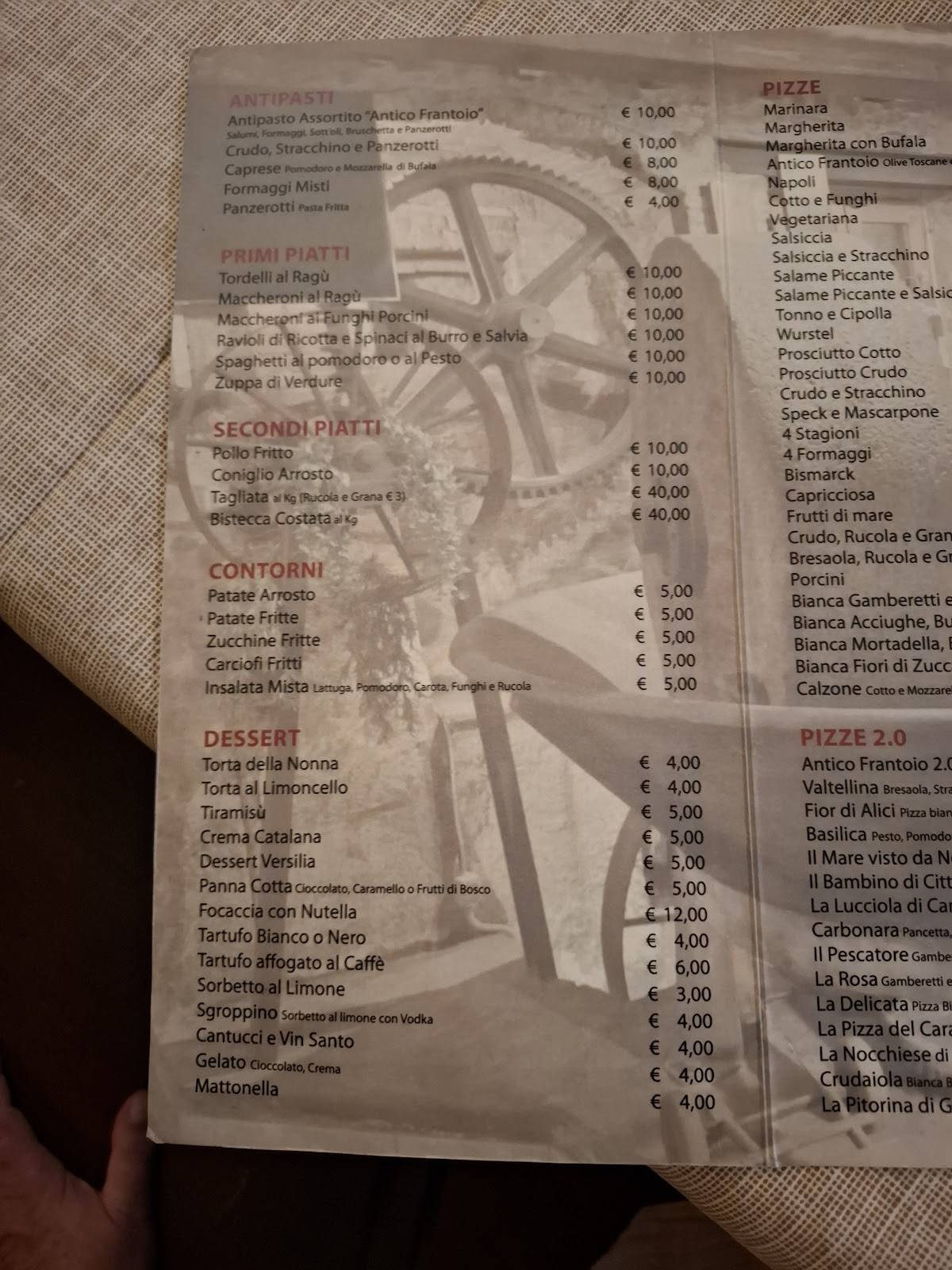 Menu di Antico Frantoio 
